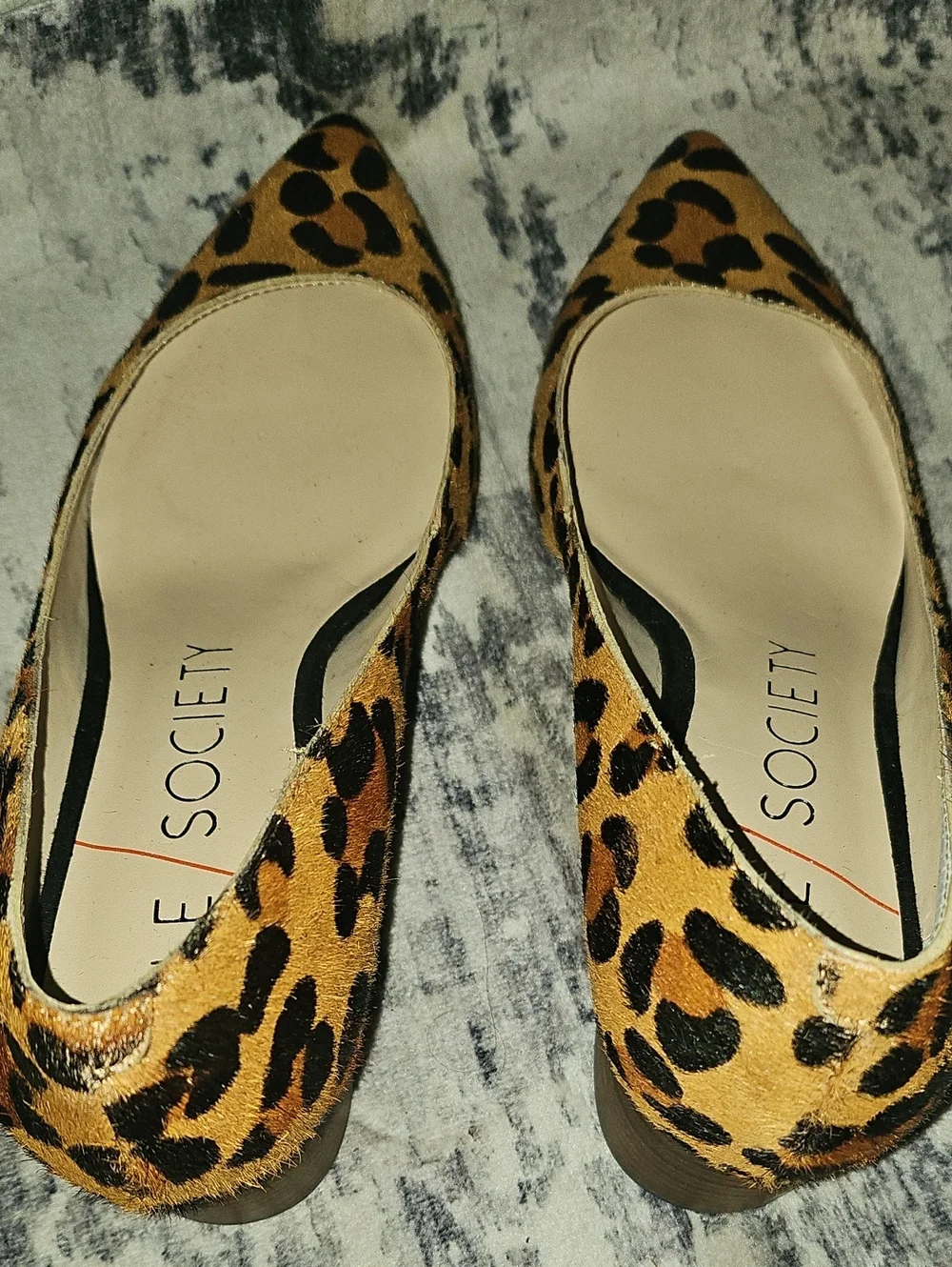 Sole Society Andorra Tan Black Leopard Block Heel Pointed Toe Dress Pumps 8.5